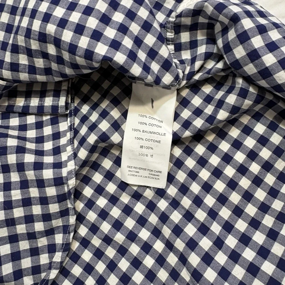 J Crew Ludlow Blue White Gingham Check Button Down‎ Shirt Mens XL  Dress Casual